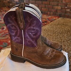 Ariat Babyfat Purple and Brown Western Cowboy Boots Sz 6B
